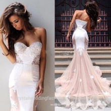 Vestidos Longos Formatura Sexy Sweetheart Applique Abendkleider Long Evening Party Lace White Mermaid Prom Dresses CWFp2332